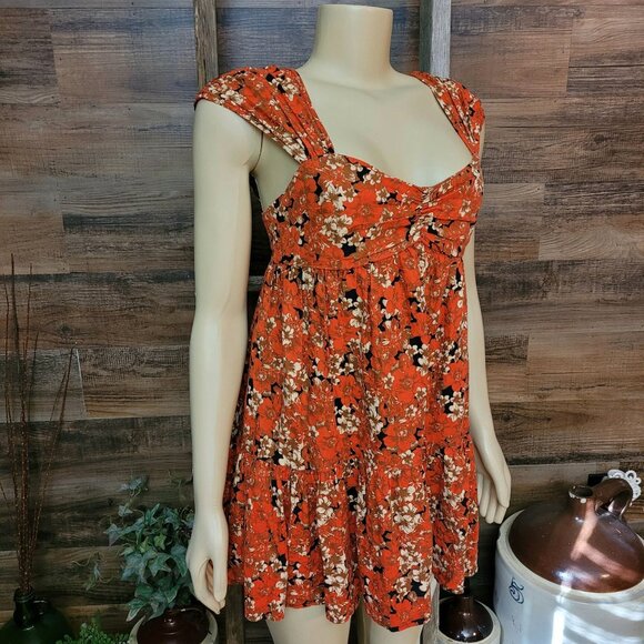 Free People Pattern Play Mini Dress XS Floral Coquette Ethereal Country Girl - Picture 2 of 12